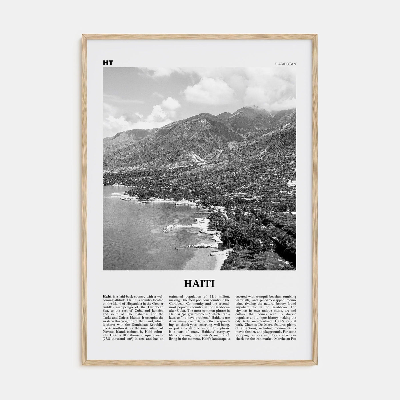 Haiti No 1 Poster Natural Wood / 8x12 in Nbourhood Travel B&W Poster