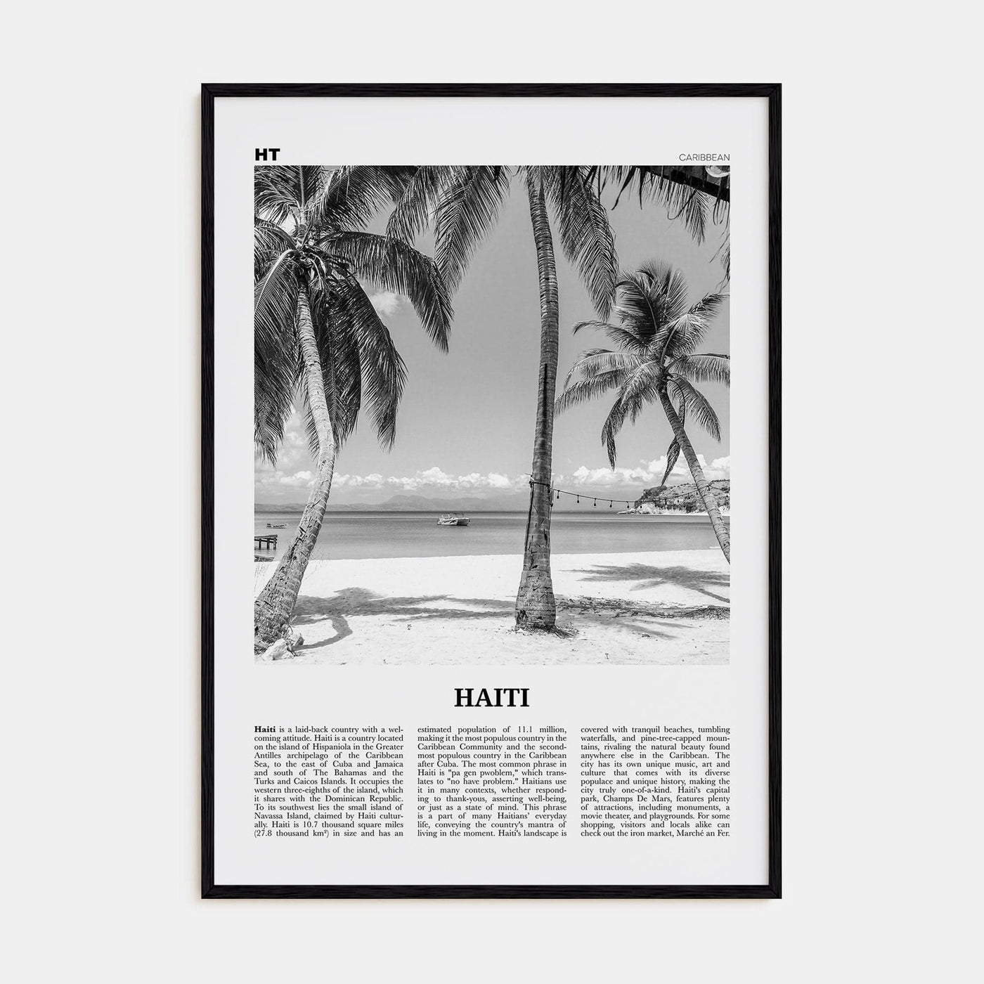 Haiti No 3 Poster Black Wood / 8x12 in Nbourhood Travel B&W Poster