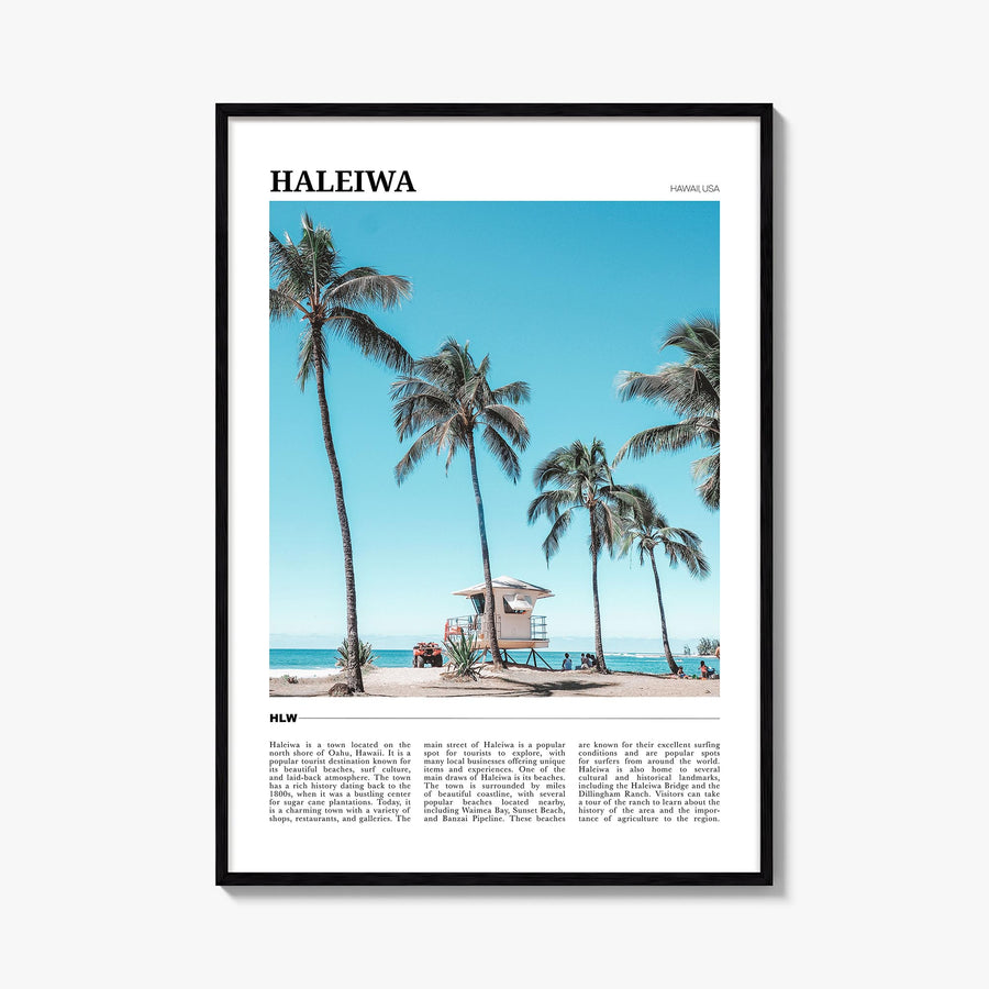 Haleiwa colorful travel poster of Hawaii, USA – vertical wall art, unframed print shown in interior mockup
