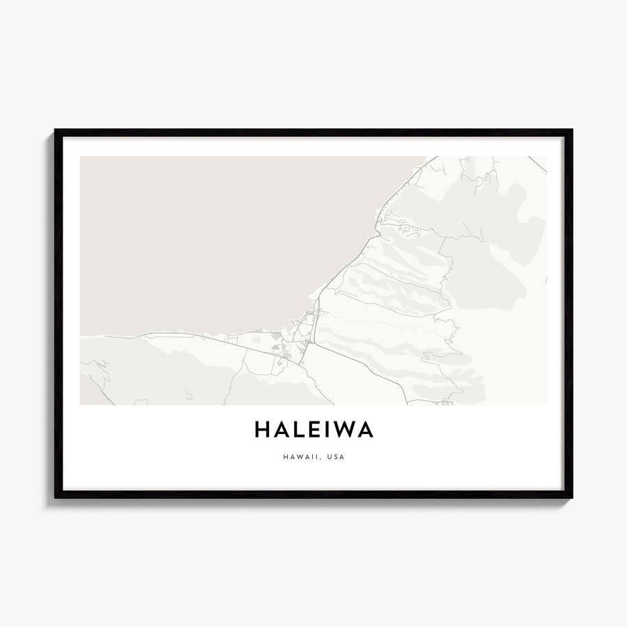 Haleiwa Map Poster, framed poster mockup