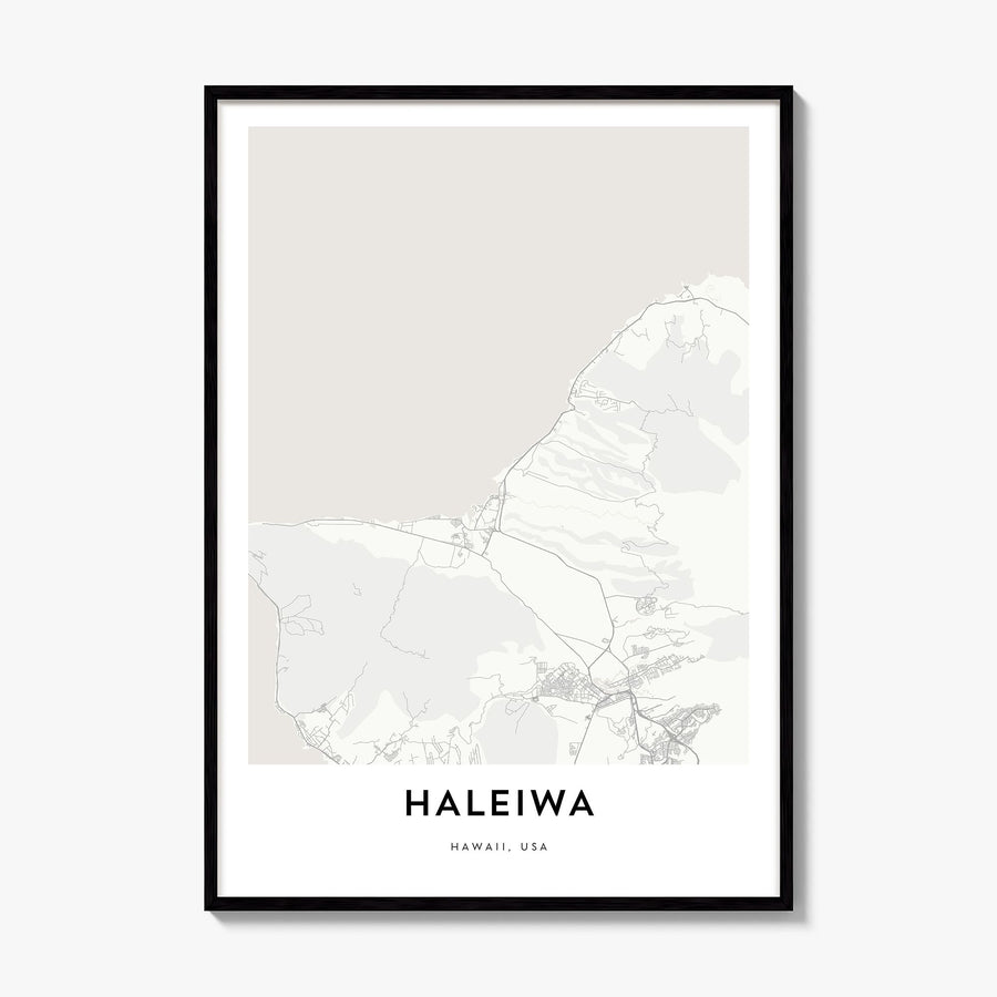 Haleiwa Map Poster, framed poster mockup