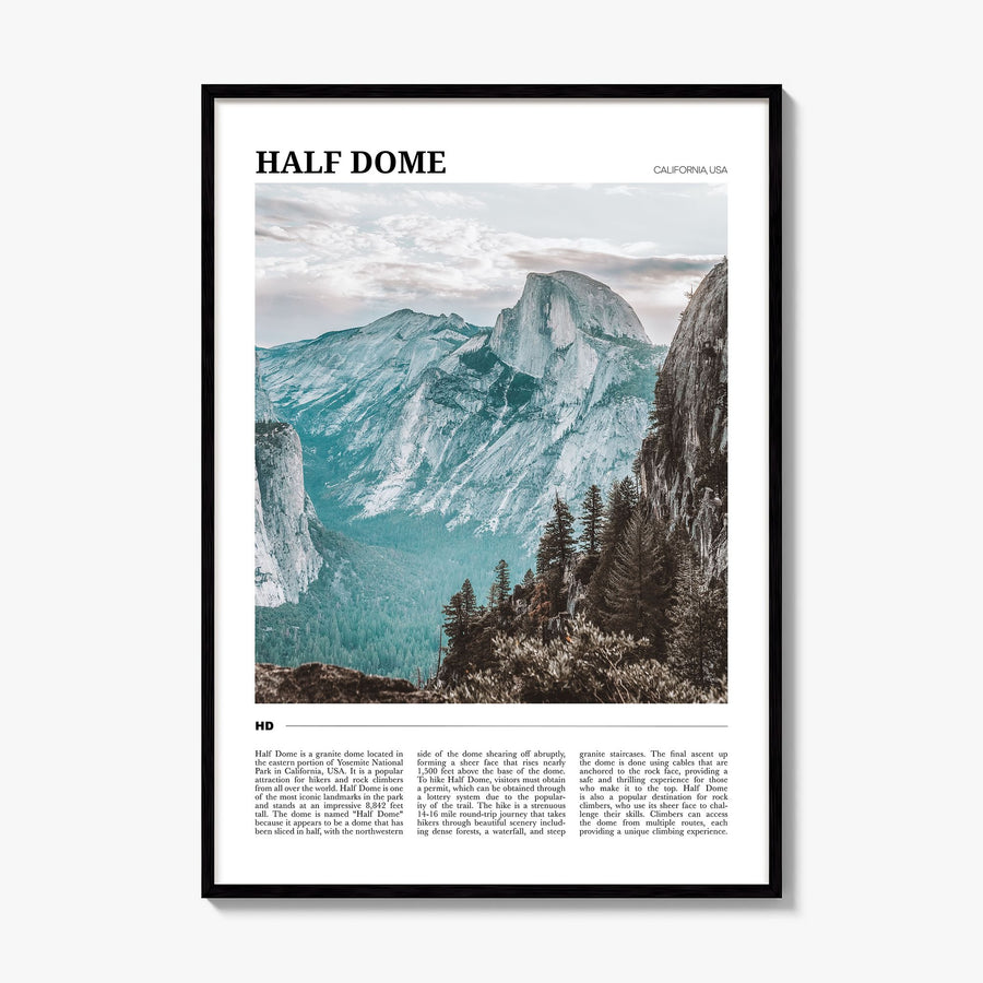 Half Dome Travel Poster, framed poster mockup