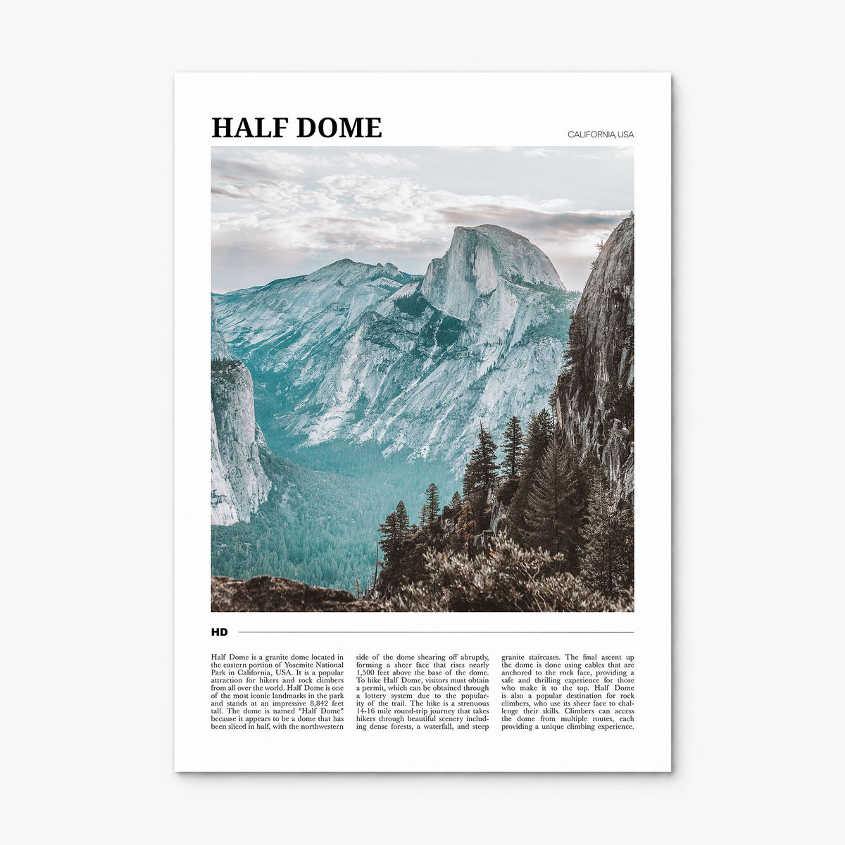 Half Dome Travel Poster, print only (unframed)