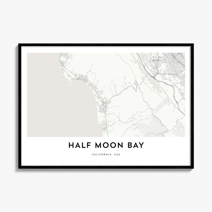 Half Moon Bay Map Poster, framed poster mockup