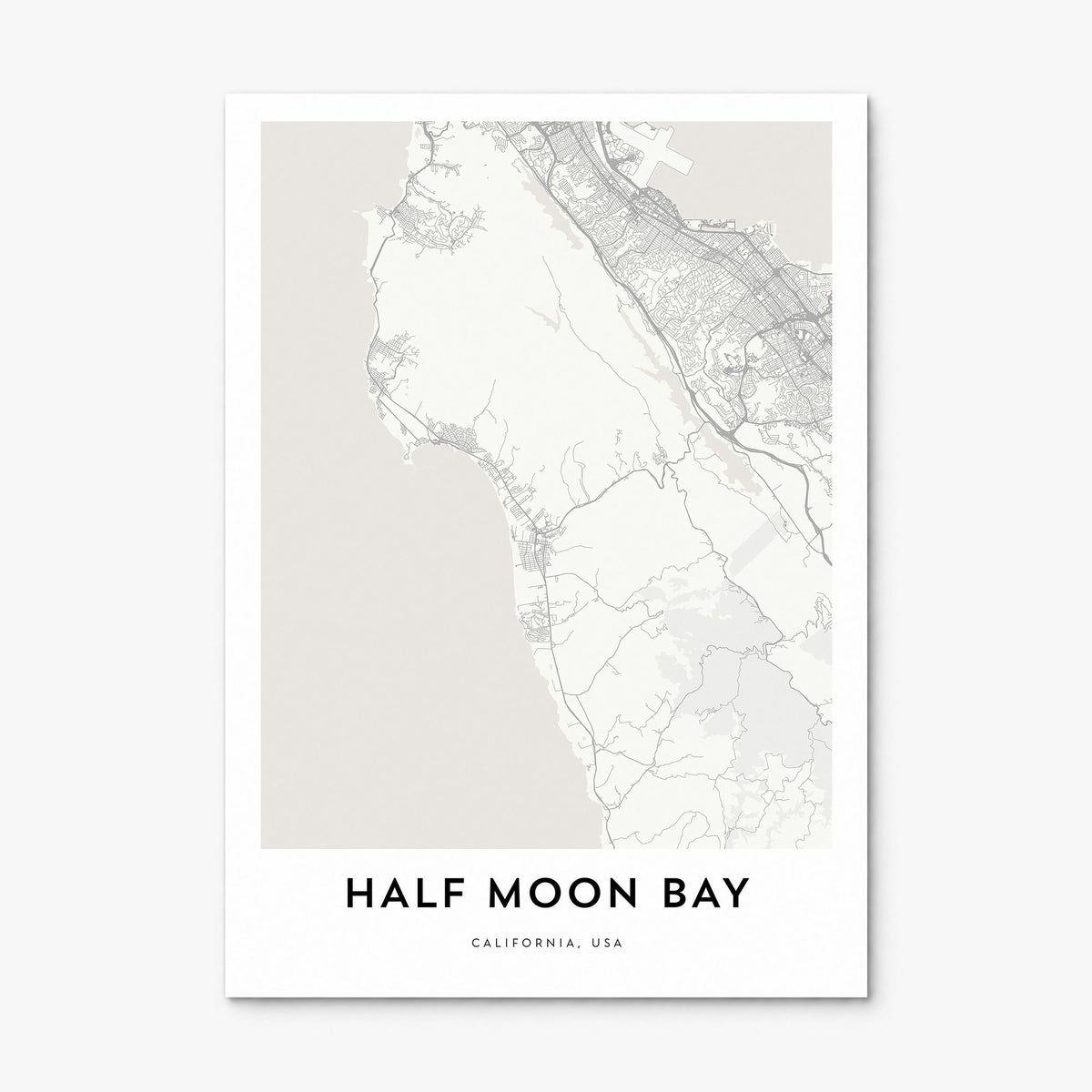 Half Moon Bay Map Poster, print only (unframed)
