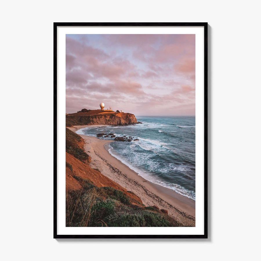 Half Moon Bay Photo Poster, framed poster mockup, white border