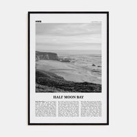 Half Moon Bay Poster Black Wood / 8x12 in Nbourhood Travel B&W Poster