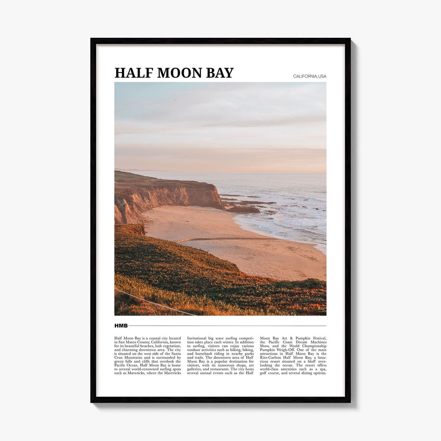Half Moon Bay Travel No 1 Poster, framed poster mockup