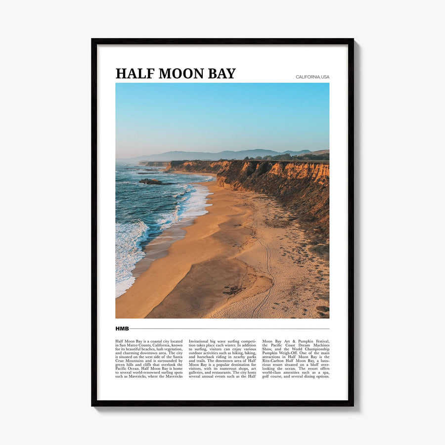 Half Moon Bay Travel No 2 Poster, framed poster mockup