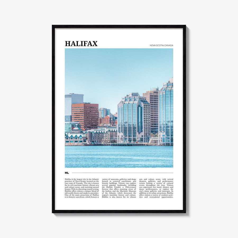 Halifax colorful travel poster of Nova Scotia, Canada – vertical wall art, unframed print shown in interior mockup