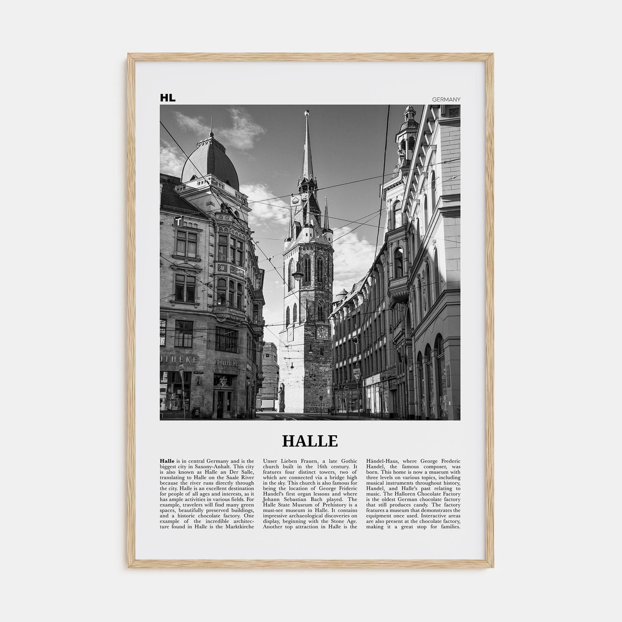 Halle Poster Natural Wood / 8x12 in Nbourhood Travel B&W Poster