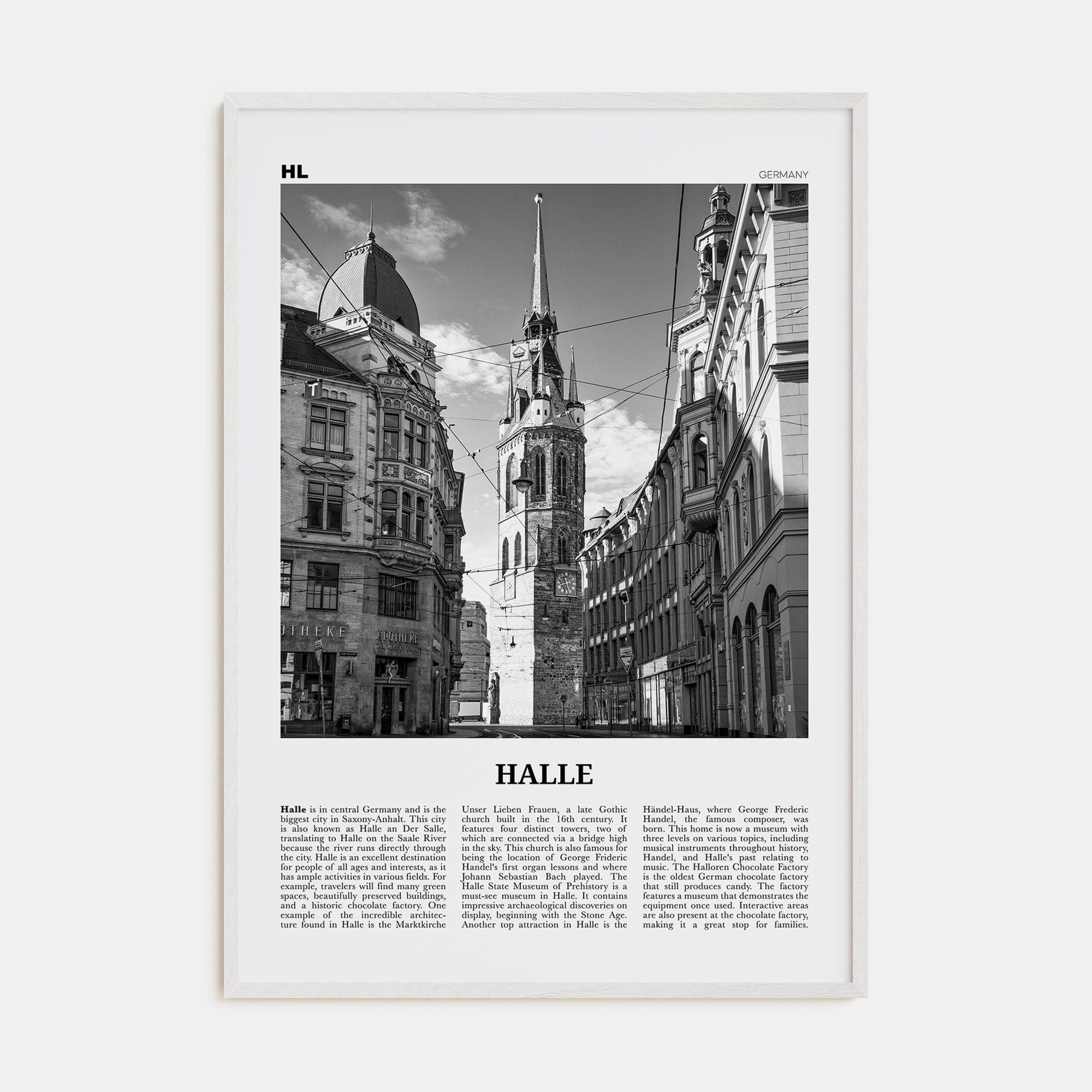 Halle Poster White Wood / 8x12 in Nbourhood Travel B&W Poster