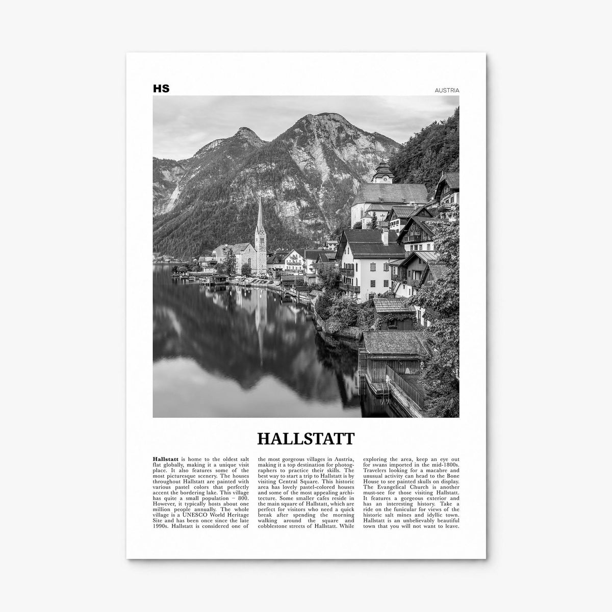 Hallstatt Newspaper Poster, print only (unframed)