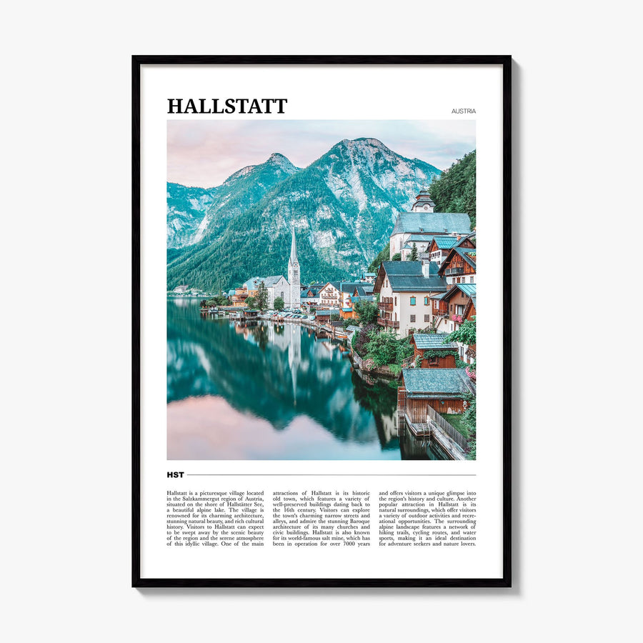 Hallstatt Travel Poster, framed poster mockup