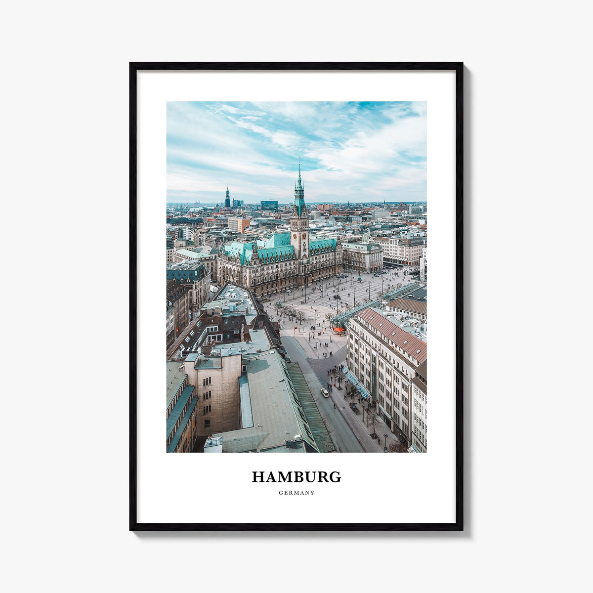 Hamburg colorful classic poster of Germany – vertical wall art, unframed print shown in interior mockup