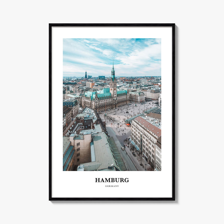 Hamburg colorful classic poster of Germany – vertical wall art, unframed print shown in interior mockup
