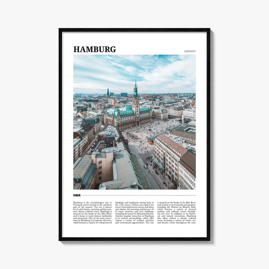 Hamburg colorful travel poster of Germany – vertical wall art, unframed print shown in interior mockup