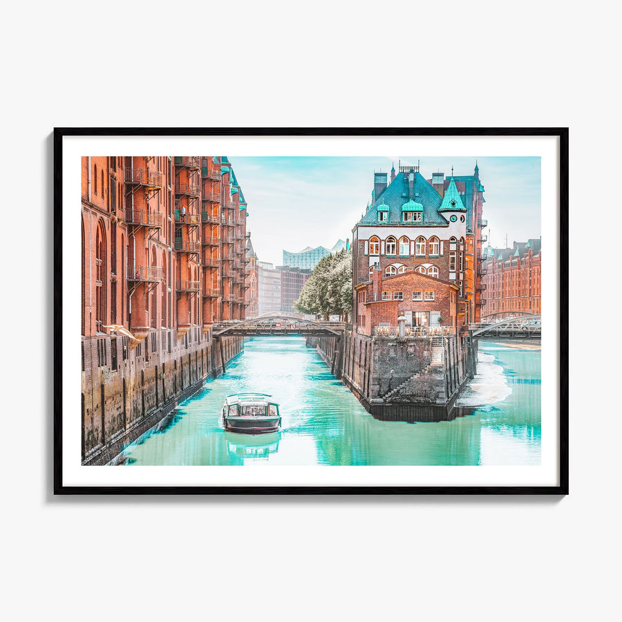Hamburg Photo Poster, framed poster mockup, white border