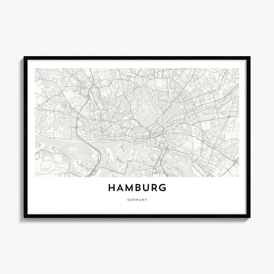 Hamburg Map Poster, framed poster mockup