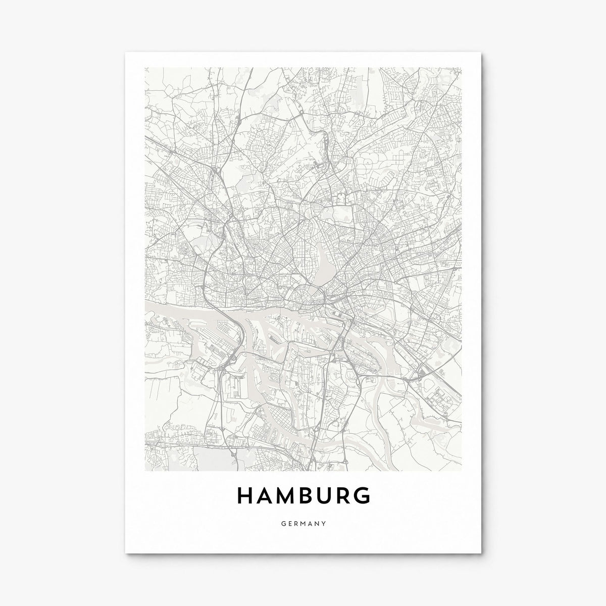 Hamburg Map Poster, print only (unframed)