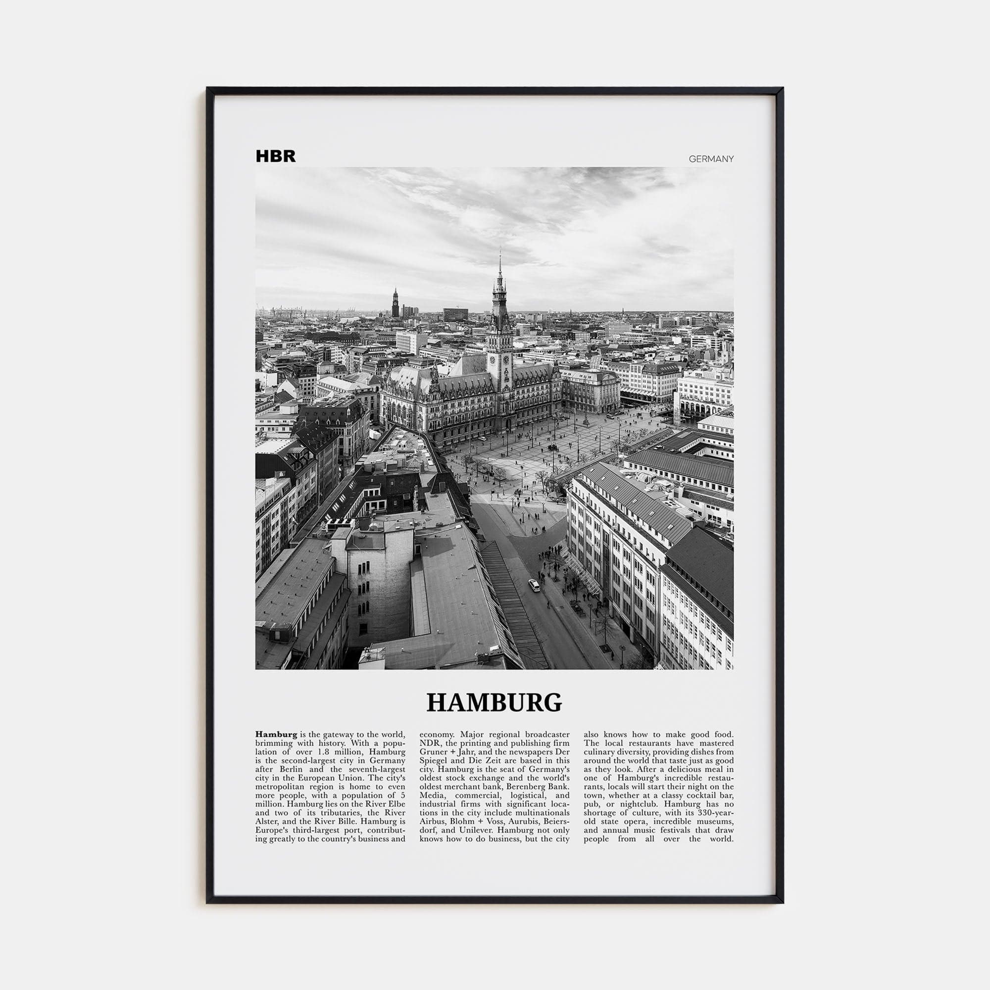 Hamburg No 1 Poster None / 8x12 in Nbourhood Travel B&W Poster