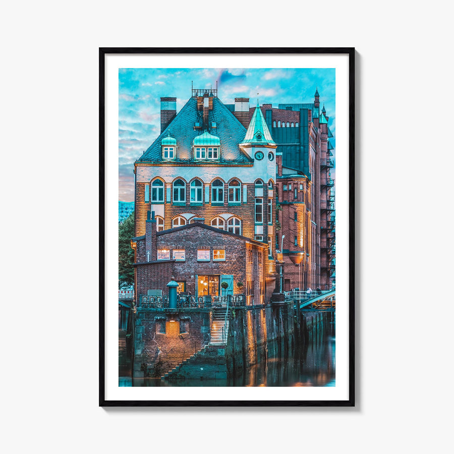 Hamburg no. 2 colorful photo poster of Germany – vertical wall art, unframed print shown in interior mockup