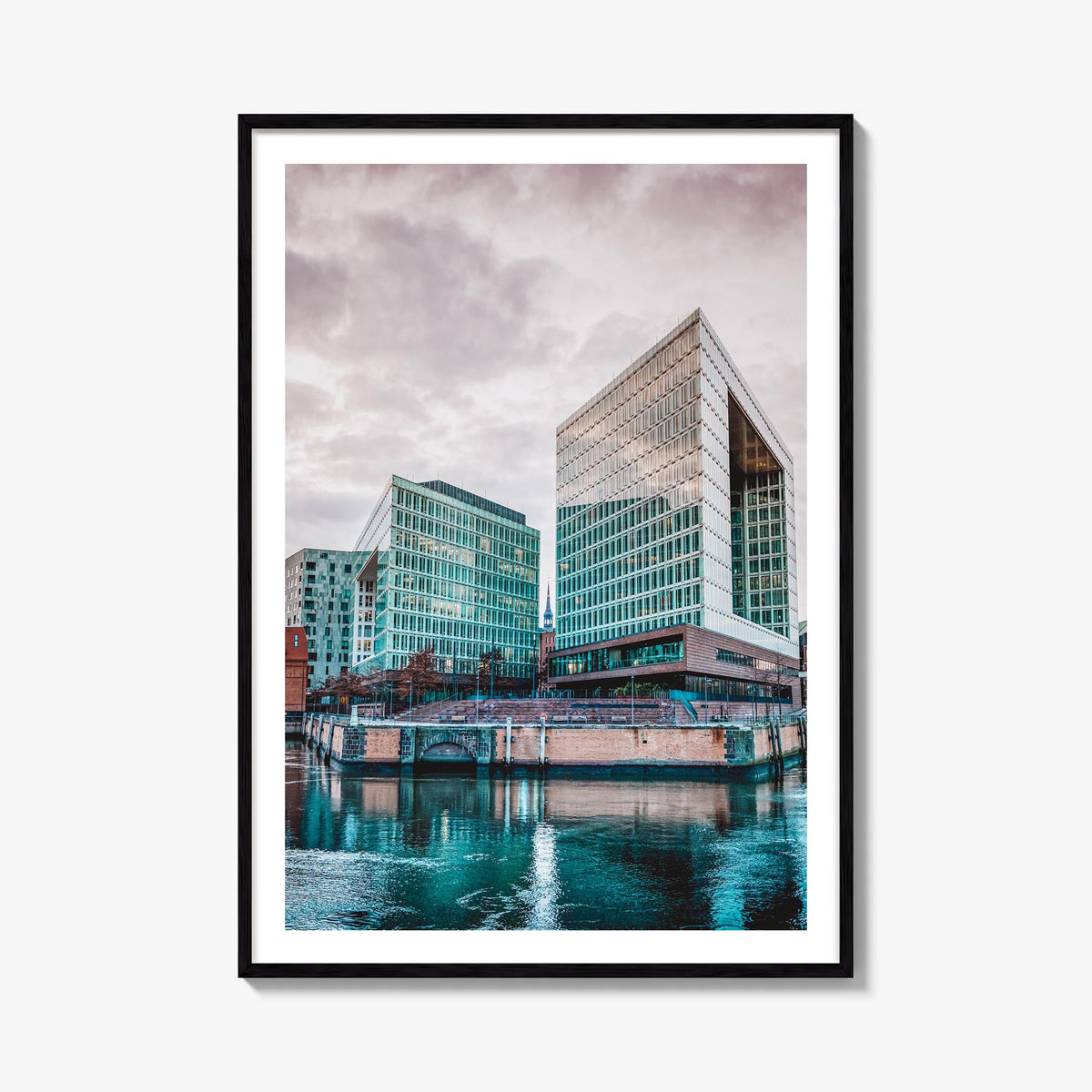Hamburg no. 3 colorful photo poster of Germany – vertical wall art, unframed print shown in interior mockup