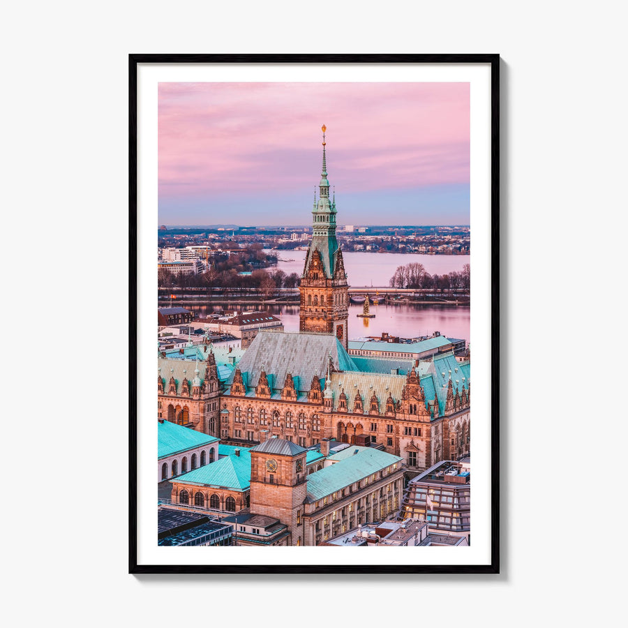 Hamburg Photo No 1 Poster, framed poster mockup, white border
