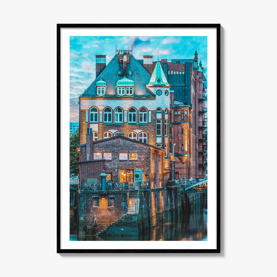 Hamburg Photo No 2 Poster, framed poster mockup, white border