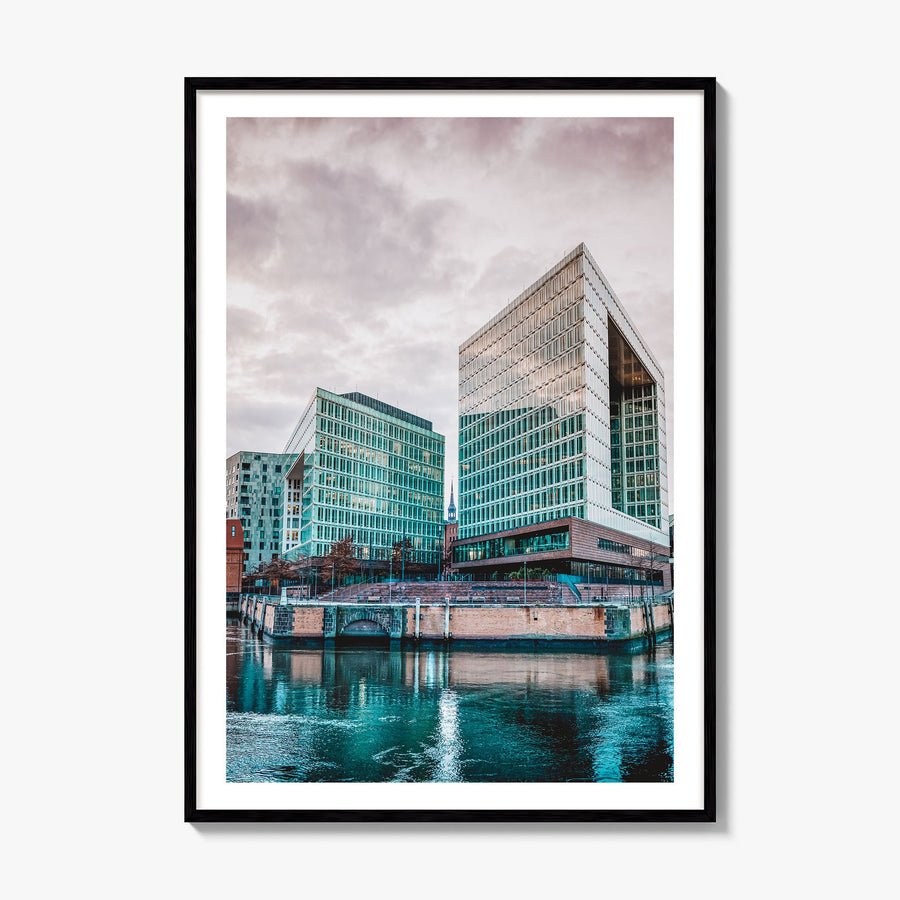 Hamburg Photo No 3 Poster, framed poster mockup, white border