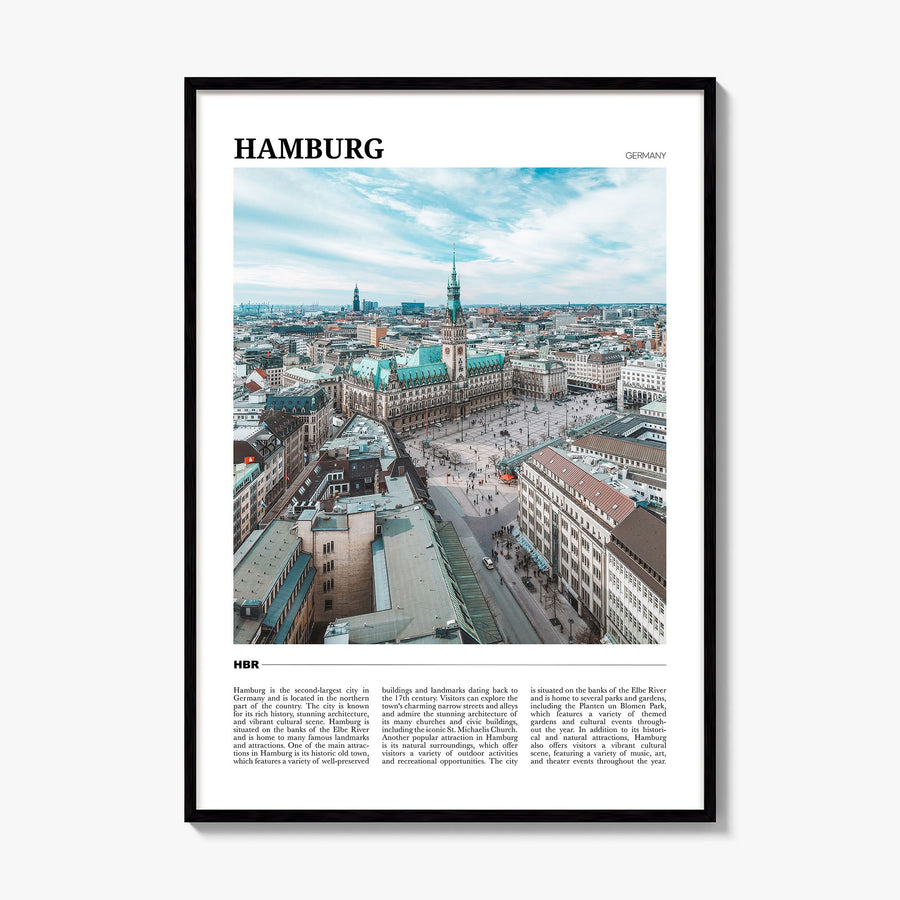 Hamburg Travel Poster, framed poster mockup