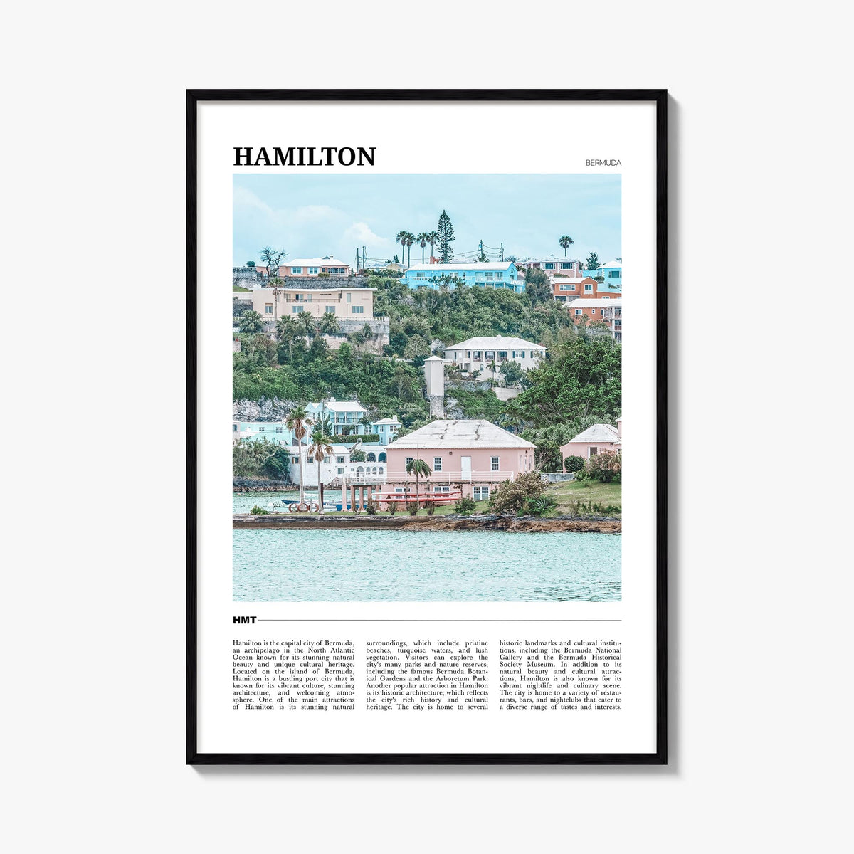 Hamilton, Bermuda colorful travel poster of Bermuda – vertical wall art, unframed print shown in interior mockup
