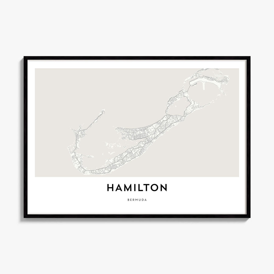 Hamilton, Bermuda Map Poster, framed poster mockup