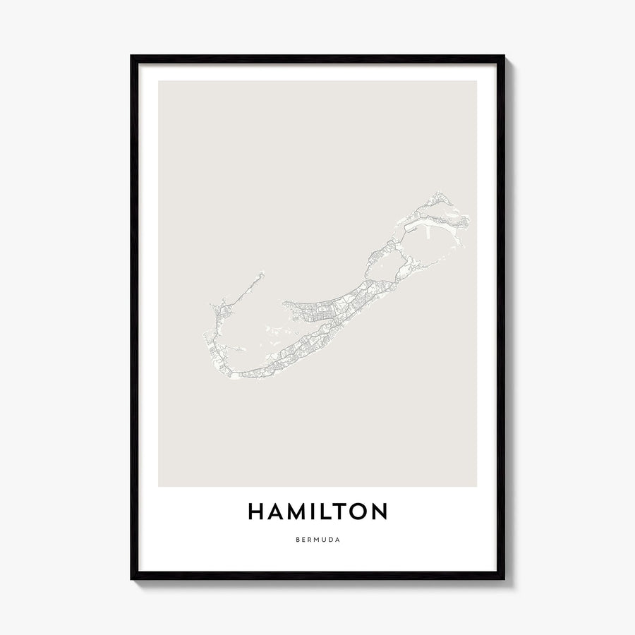 Hamilton, Bermuda Map Poster, framed poster mockup