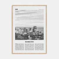 Hamilton, Canada No 1 Poster Natural Wood / 8x12 in Nbourhood Travel B&W Poster