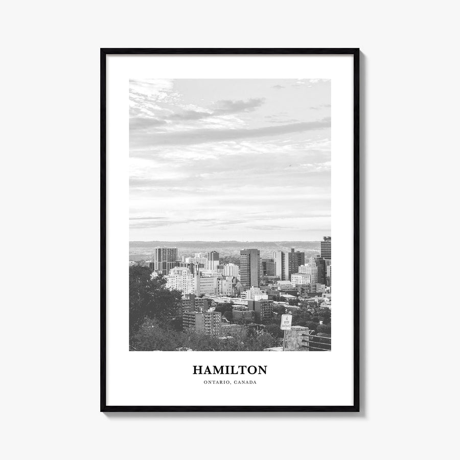 Hamilton, Canada no. 2 black & white classic poster of Canada – vertical wall art, unframed print shown in interior mockup