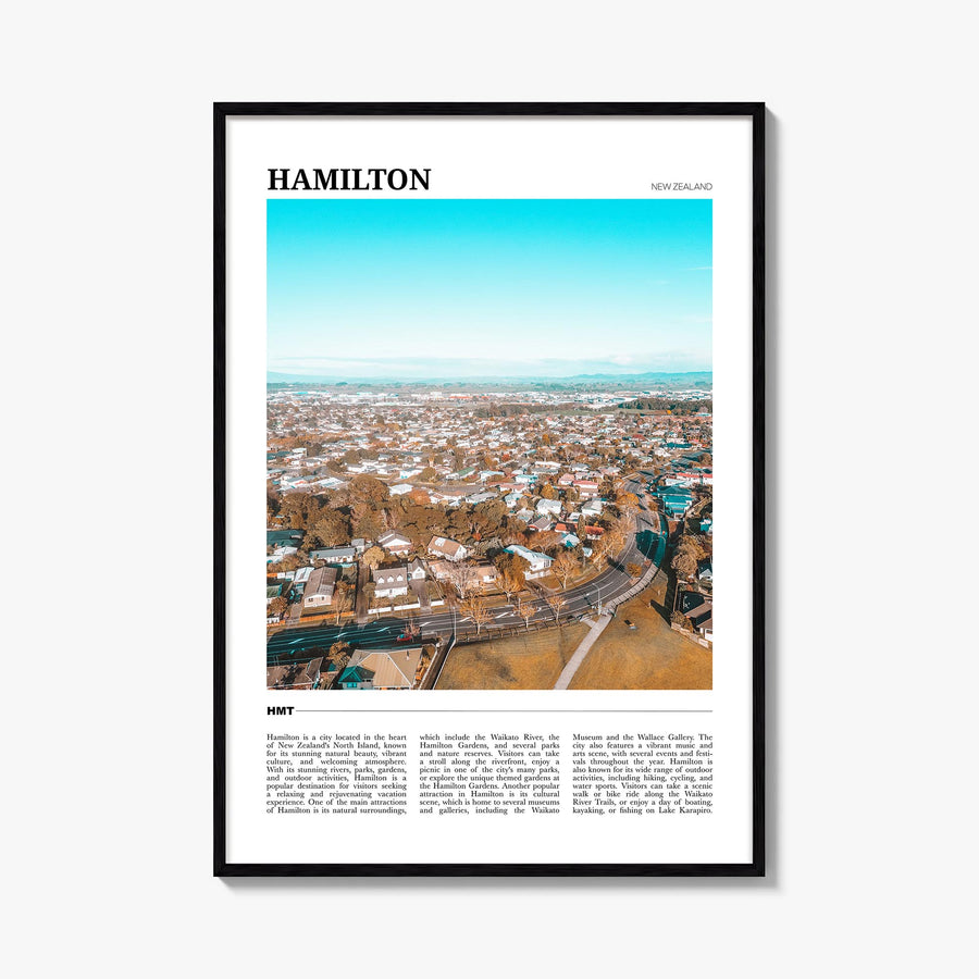 Hamilton, New Zealand colorful travel poster of New Zealand – vertical wall art, unframed print shown in interior mockup