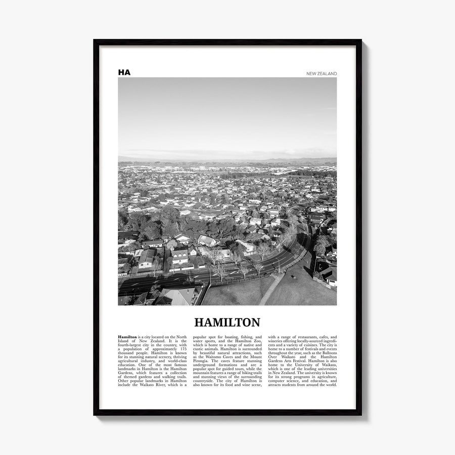 Hamilton, New Zealand Newspaper Poster, framed poster mockup