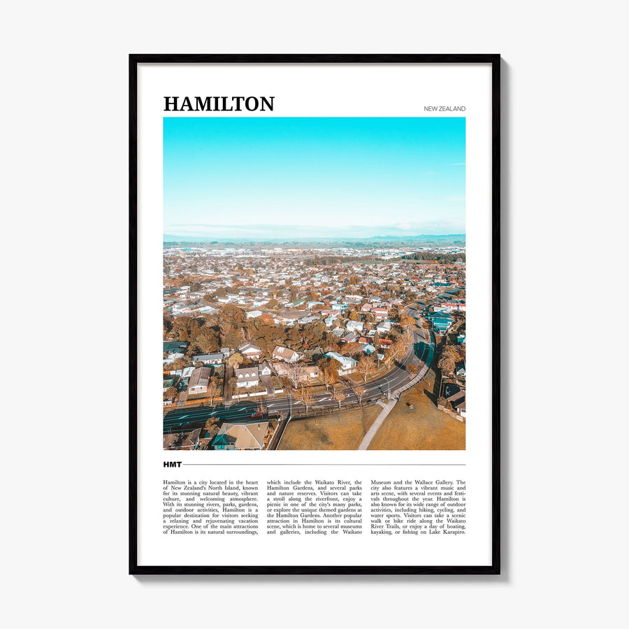 Hamilton, New Zealand Travel Poster, framed poster mockup