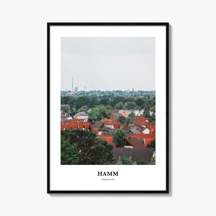 Hamm colorful classic poster of Germany – vertical wall art, unframed print shown in interior mockup