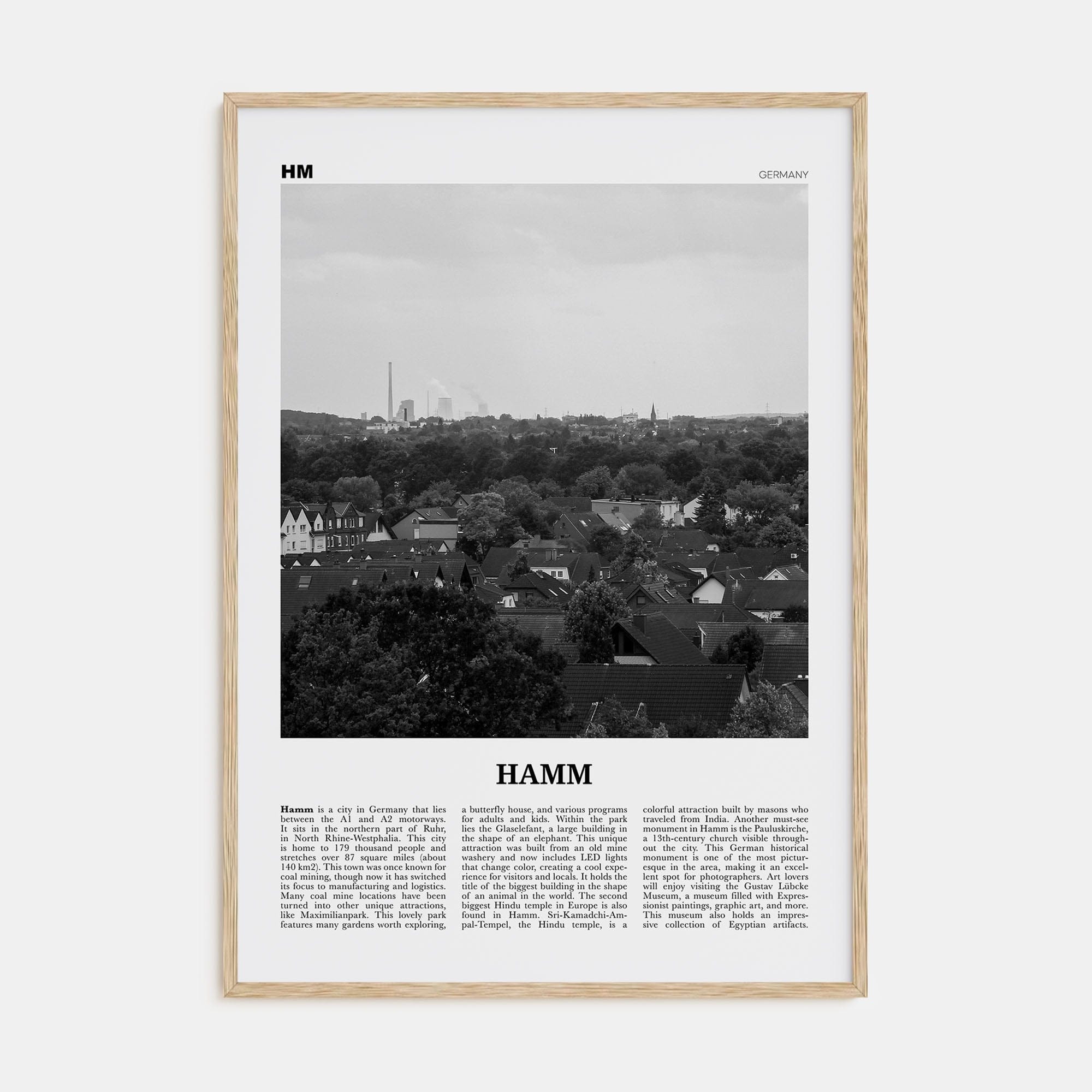 Hamm Poster Natural Wood / 8x12 in Nbourhood Travel B&W Poster