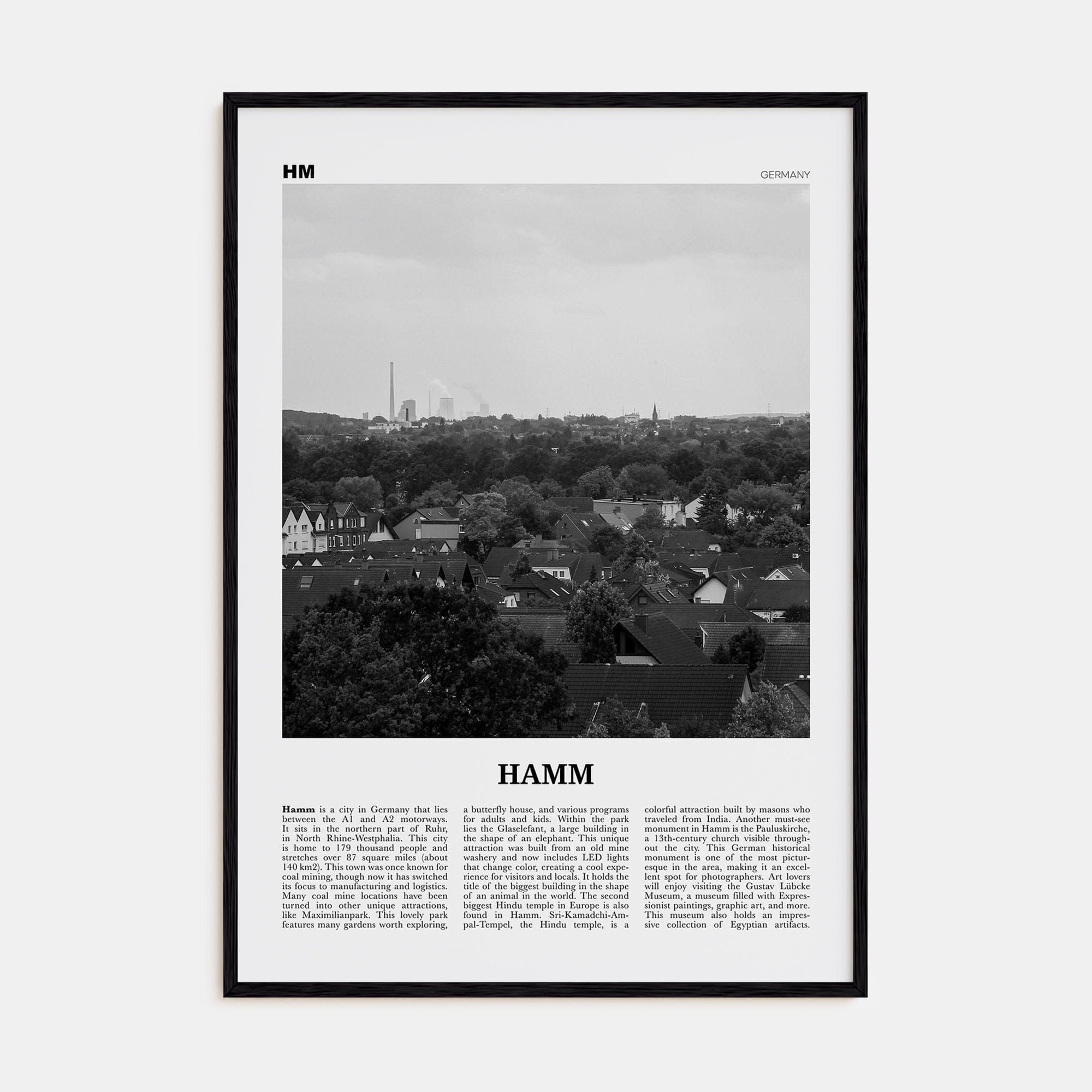 Hamm Poster Black Wood / 8x12 in Nbourhood Travel B&W Poster