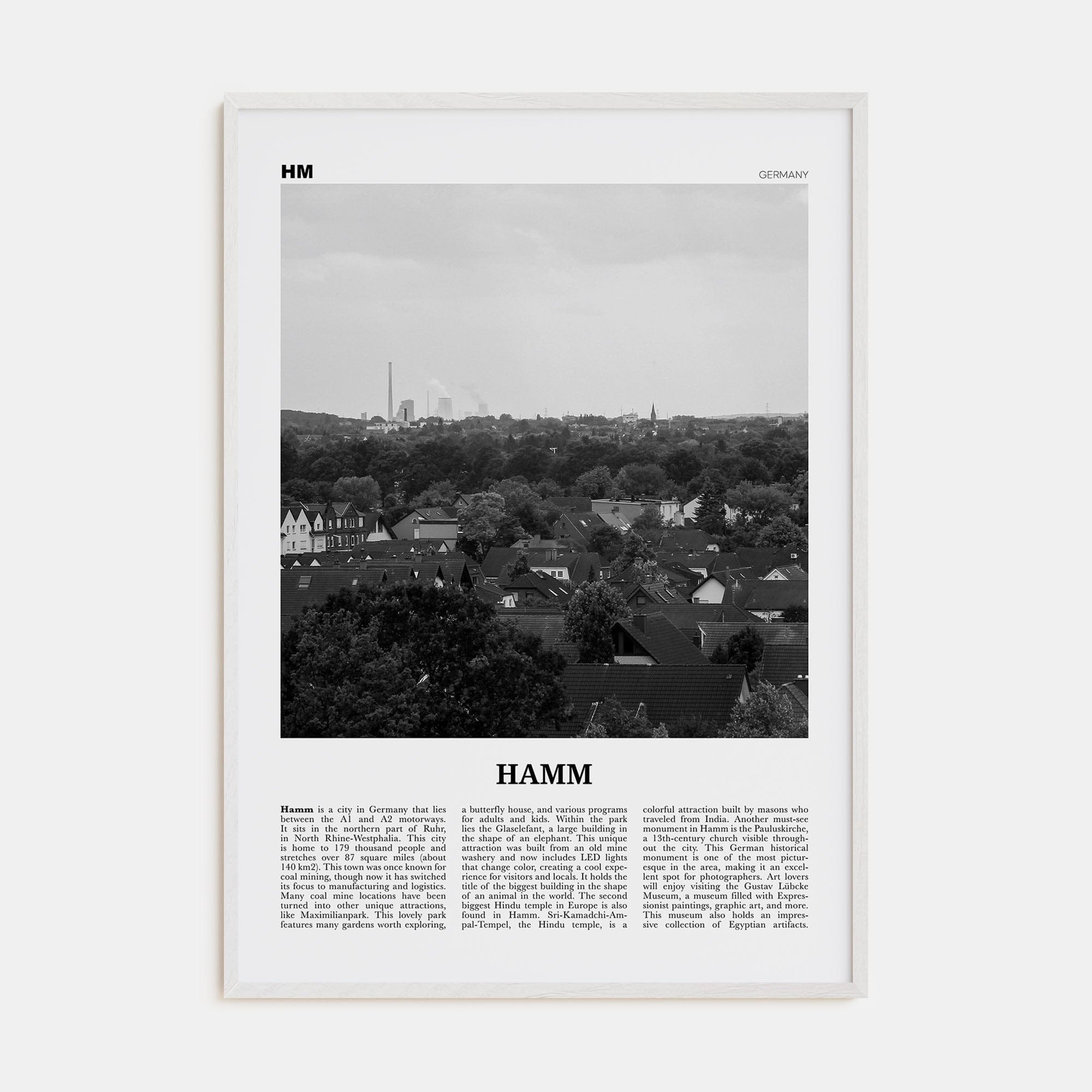 Hamm Poster White Wood / 8x12 in Nbourhood Travel B&W Poster