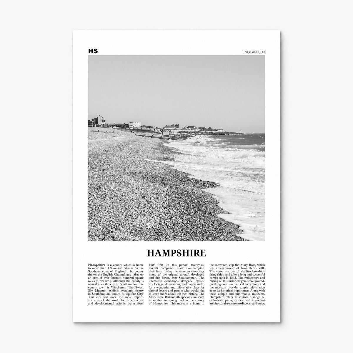 Hampshire Newspaper Poster, print only (unframed)