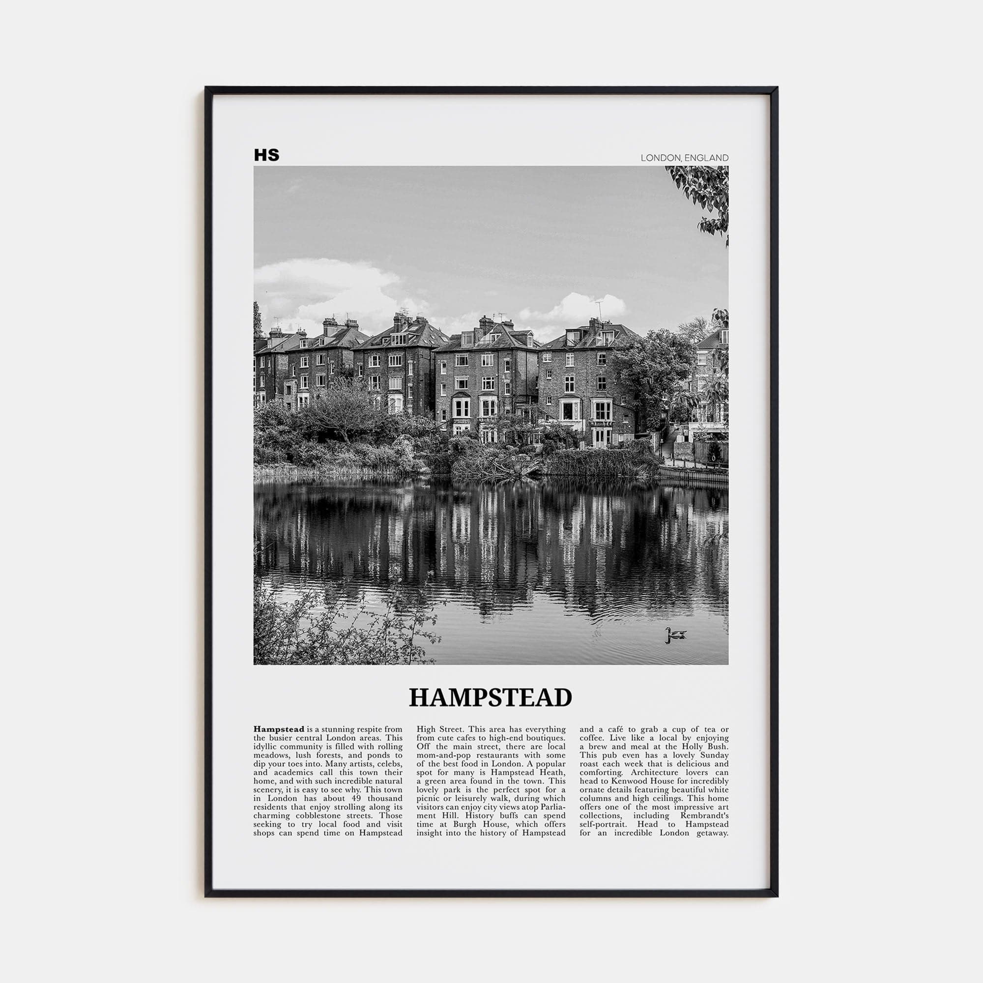 Hampstead Poster None / 8x12 in Nbourhood Travel B&W Poster