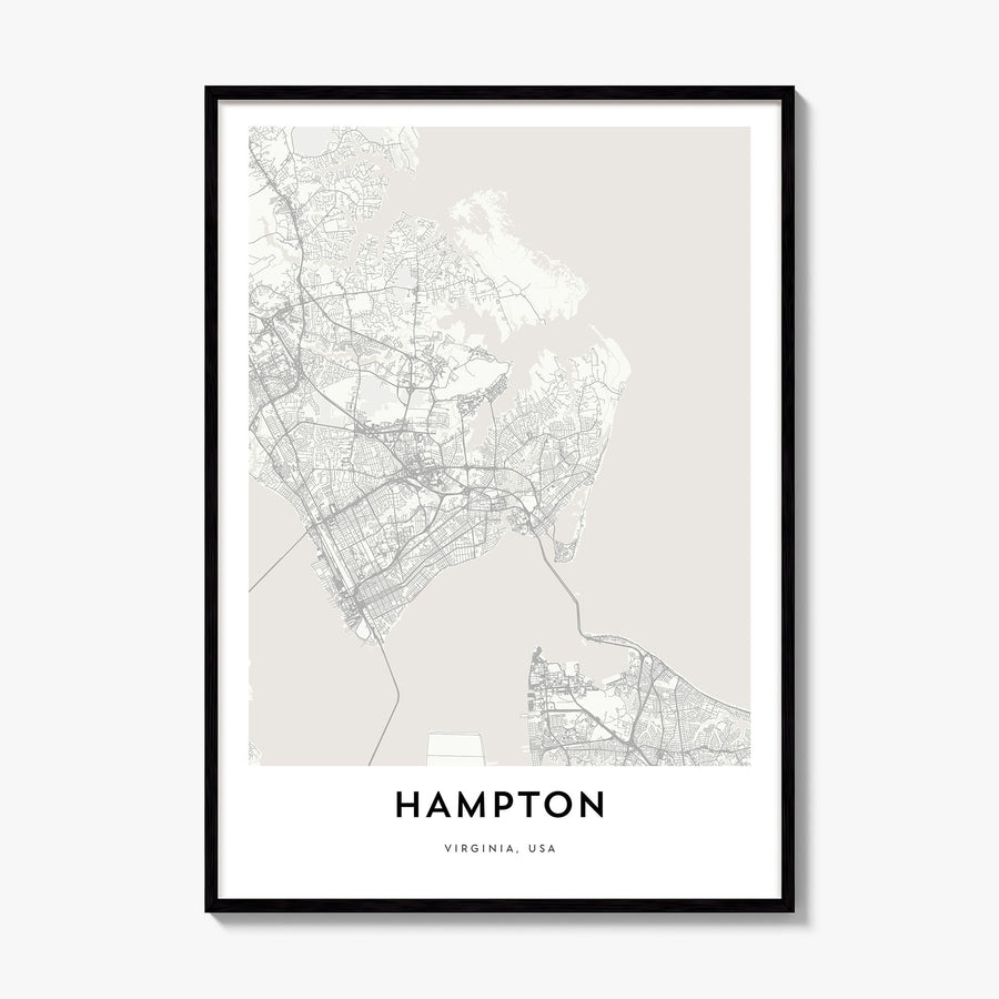 Hampton Map Poster, framed poster mockup