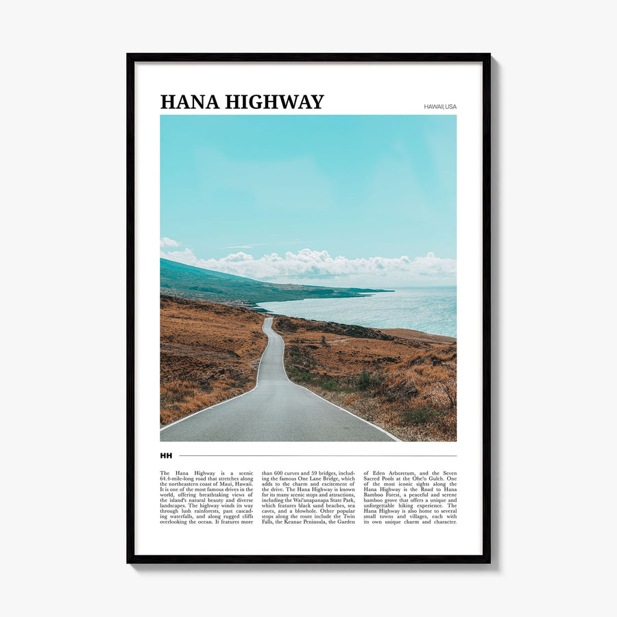 Hana Highway Travel Poster, framed poster mockup