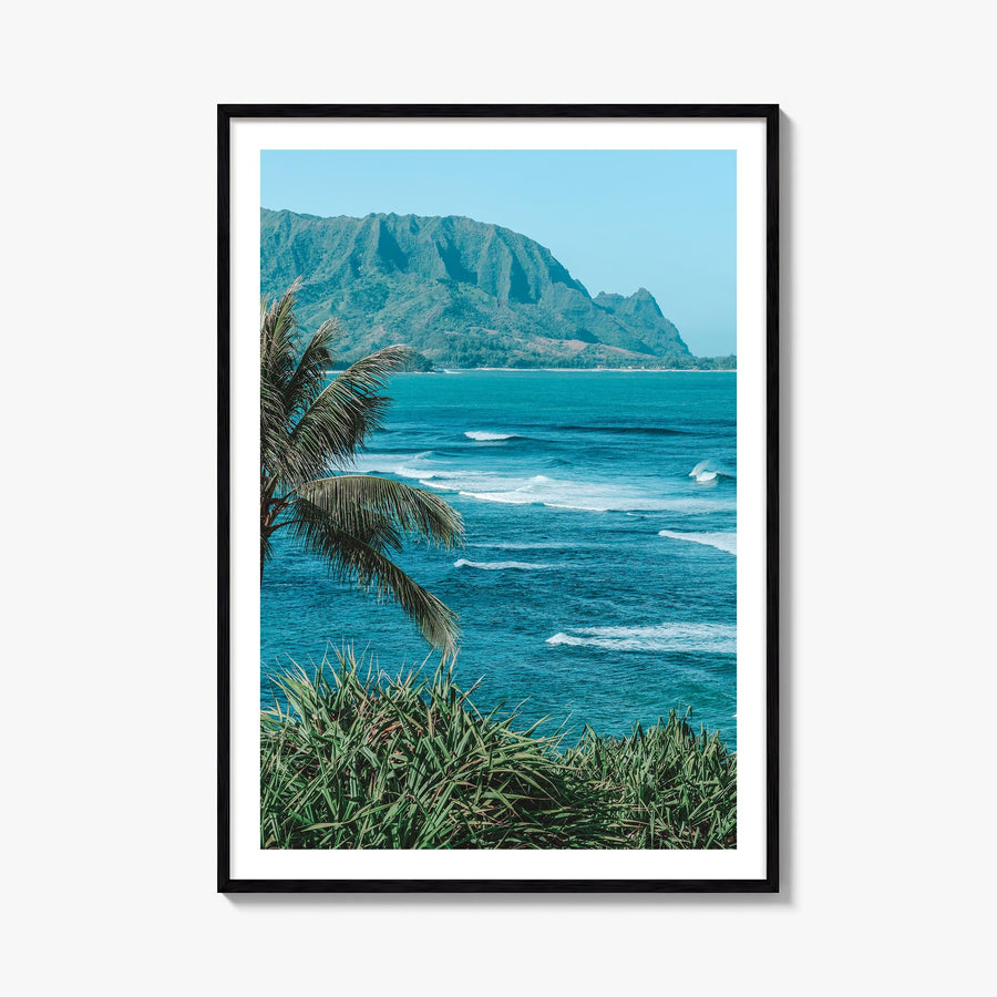 Hanalei colorful photo poster of Hawaii, USA – vertical wall art, unframed print shown in interior mockup