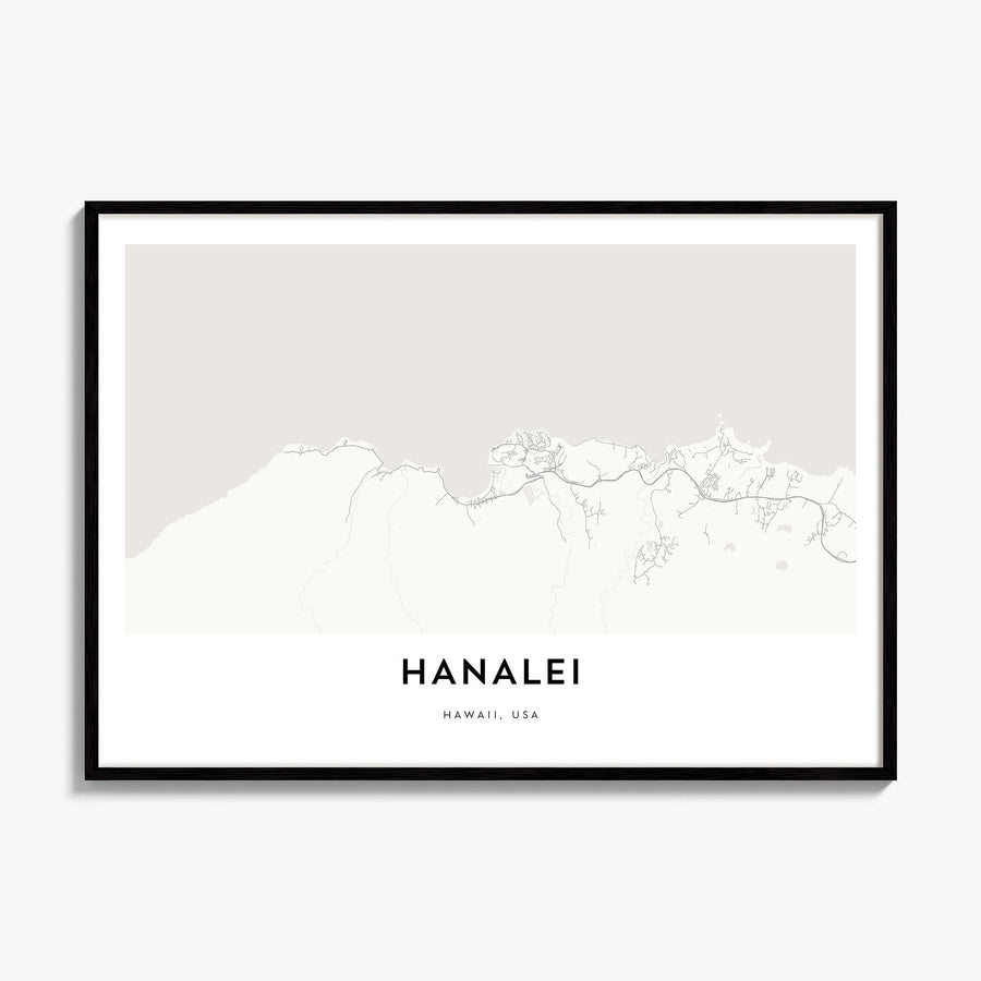 Hanalei Map Poster, framed poster mockup