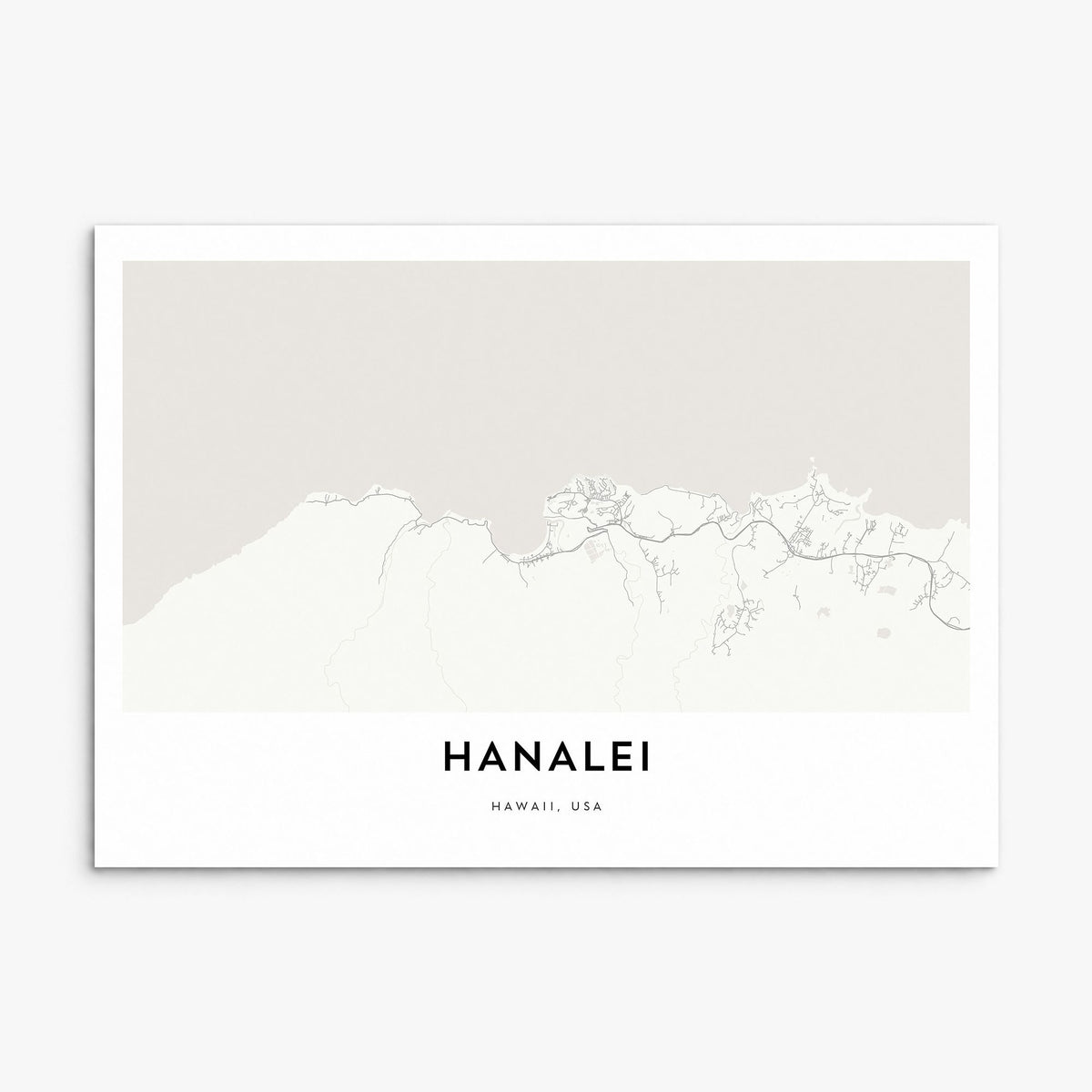 Hanalei Map Poster, print only (unframed)
